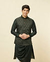 Forest Green Mughal Motif Jacket Set